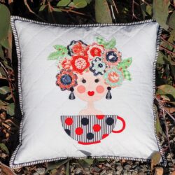 rosie-lee cuppatea, teacup girls applique, cushion pattern, applique pattern