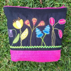 Zoe Clifton Designs, Flower Patch Zipper Pouch, Wool applique